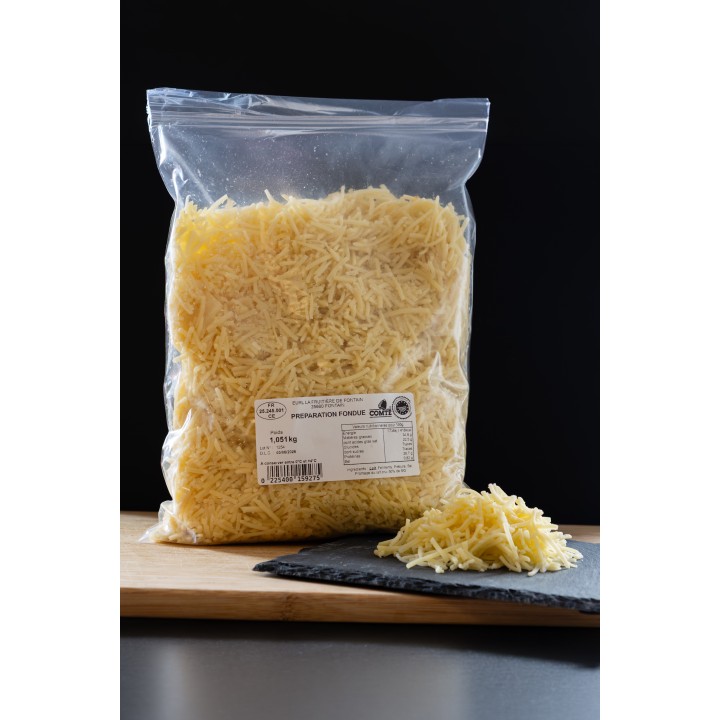 Préparation fondue 1kg | Fromage râpé de terroir | Fruitière de Fontain